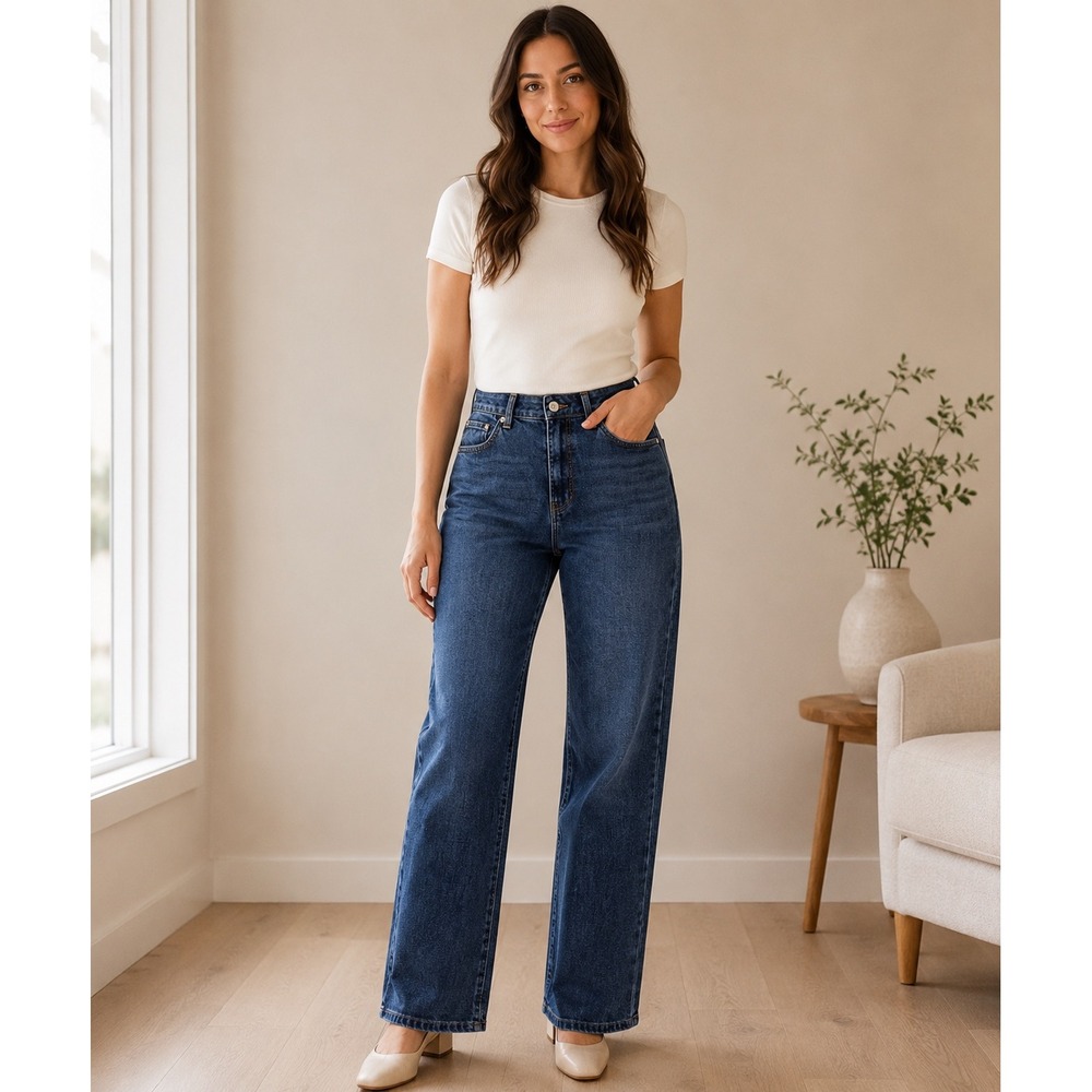 Curve Appeal Concealed Comfort Waist High Rise Straight Jeans 6/28 NWT